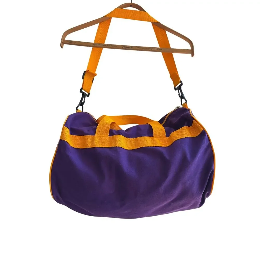 Vintage 1990s Minnesota Vikings Duffel Bag Purple Yellow USA Made NASCO Strap